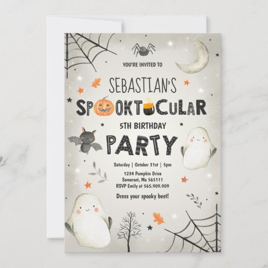 Ghost Halloween Birthday nodigt Spooktacular Party Kaart (Voorkant)