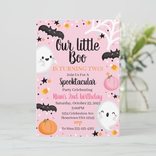 Ghost Halloween Birthday nodigt Spooktacular Party Kaart (Staand voorkant)