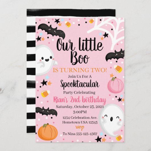 Ghost Halloween Birthday nodigt Spooktacular Party Kaart (Voorkant / Achterkant)