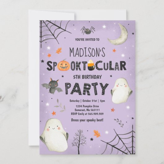 Ghost Halloween Birthday Party Spooktacular Party Kaart (Voorkant)