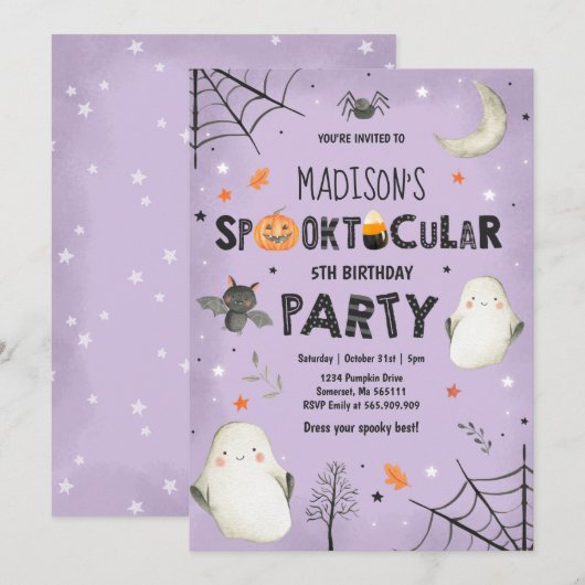Ghost Halloween Birthday Party Spooktacular Party Kaart (Voorkant / Achterkant)
