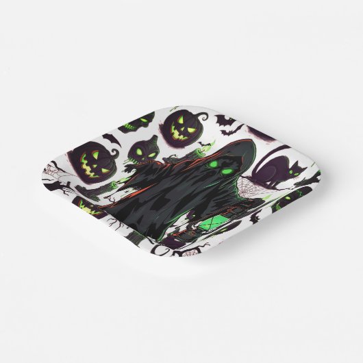 Ghost Halloween Black Papieren Bordje (Gebogen)