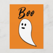 Ghost Halloween Black White oranje boo Briefkaart (Voorkant)