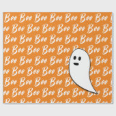 Ghost Halloween Black White oranje boo Cadeaupapier (Vlak)