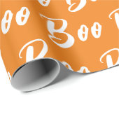 Ghost Halloween Black White oranje boo Cadeaupapier (Rol Hoek)