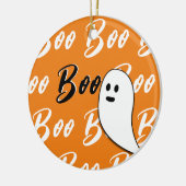 Ghost Halloween Black White oranje boo Keramisch Ornament (Links)