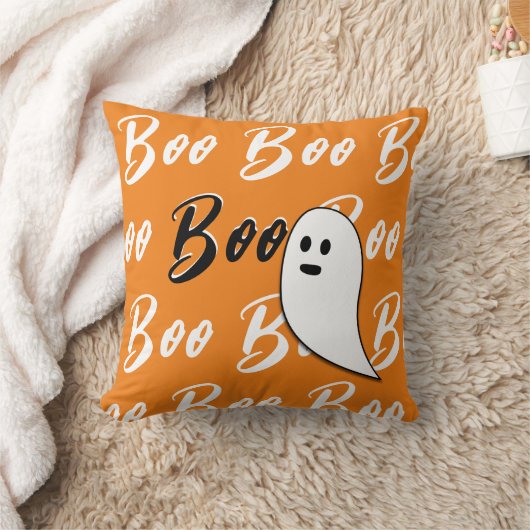 Ghost Halloween Black White oranje boo Kussen (Deken)