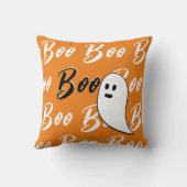 Ghost Halloween Black White oranje boo Kussen (Achterkant)
