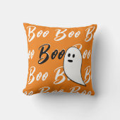 Ghost Halloween Black White oranje boo Kussen (Voorkant)