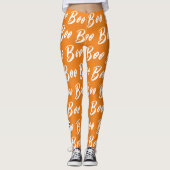 Ghost Halloween Black White oranje boo Leggings (Voorkant)
