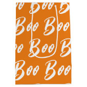 Ghost Halloween Black White oranje boo Medium Cadeauzakje (Achterkant)