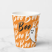 Ghost Halloween Black White oranje boo Papieren Bekers (Voorkant)