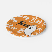 Ghost Halloween Black White oranje boo Papieren Bordje (Gekanteld)