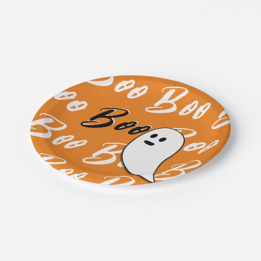 Ghost Halloween Black White oranje boo Papieren Bordje