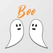 Ghost Halloween Black White oranje boo Raamsticker (Vel)