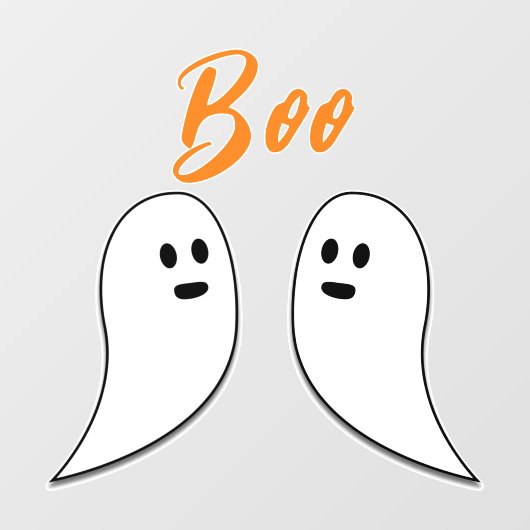 Ghost Halloween Black White oranje boo Raamsticker (Vel)