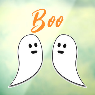 Ghost Halloween Black White oranje boo Raamsticker