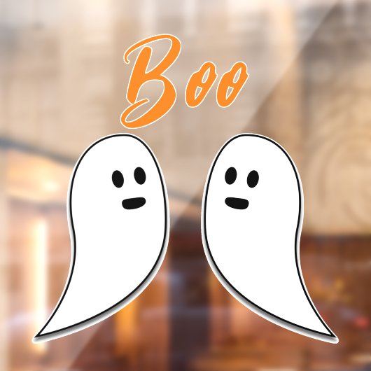 Ghost Halloween Black White oranje boo Raamsticker (Vel 2)