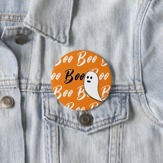 Ghost Halloween Black White oranje boo Ronde Button 7,6 Cm (In situ)