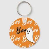 Ghost Halloween Black White oranje boo Sleutelhanger (Achterkant)