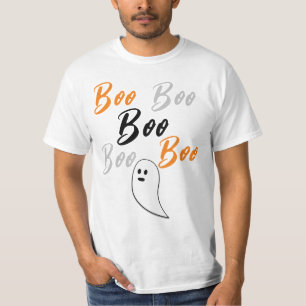Ghost Halloween Black White oranje boo T-shirt