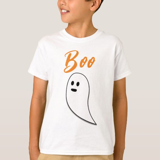 Ghost Halloween Black White oranje boo T-shirt (Voorkant)