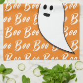 Ghost Halloween Black White oranje boo Theedoek (Gevouwen)
