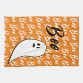 Ghost Halloween Black White oranje boo Theedoek (Horizontaal)