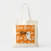 Ghost Halloween Black White oranje boo Tote Bag (Voorkant)
