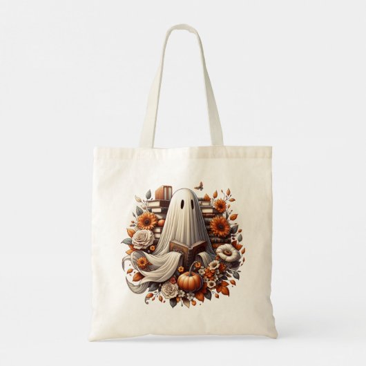 Ghost Halloween Boek Canvas tas, Boekachtige Gesch Tote Bag (Achterkant)
