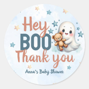 Ghost Halloween Boy Baby shower Custom Bedankt Ronde Sticker