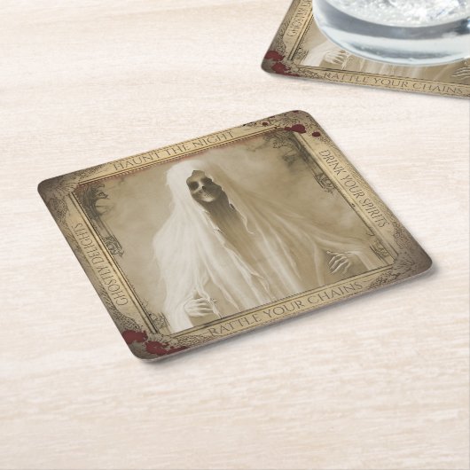  Ghost Halloween Creepy Kartonnen Onderzetters (Schuin)