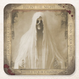 Ghost Halloween Creepy Kartonnen Onderzetters