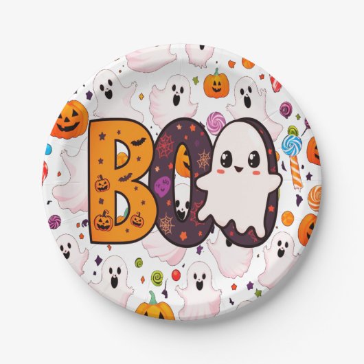 Ghost Halloween Cute to Spooky Sweet Papieren Bordje (Voorkant)