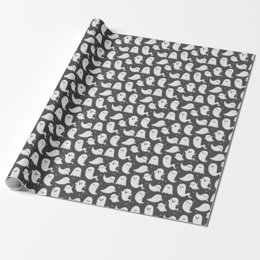 Ghost Halloween Dark Spooky Wrapping Paper Cadeaupapier (Uitgerold)