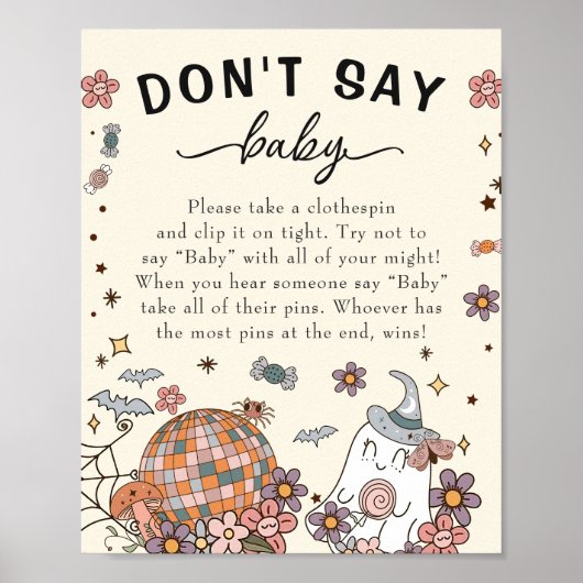 Ghost Halloween "Don't Say Baby" Baby shower spel Poster (Voorkant)