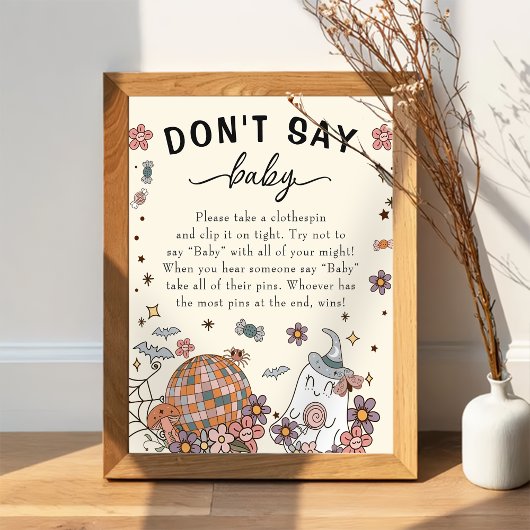 Ghost Halloween "Don't Say Baby" Baby shower spel Poster