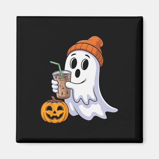Ghost Halloween Drink Coffee Ghost Ice Coffee P Magneet (Voorkant)
