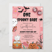 Ghost Halloween een spooky babe Groovy Verjaardag (Voorkant)
