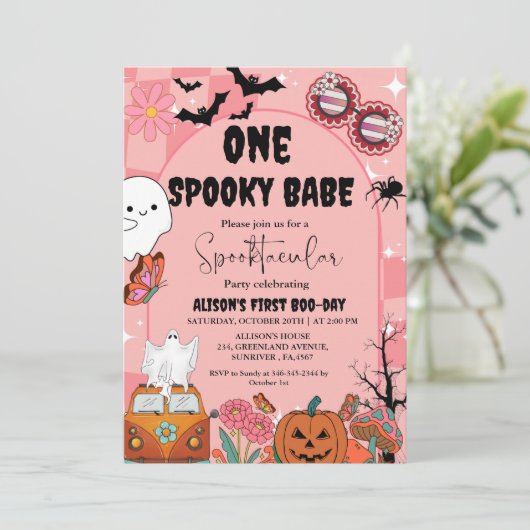 Ghost Halloween een spooky babe Groovy Verjaardag (Staand voorkant)