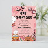 Ghost Halloween een spooky babe Groovy Verjaardag Kaart (Staand voorkant)