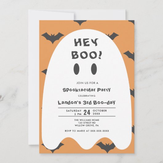 Ghost Halloween elk jaar uitnodiging voor geboorte (Voorkant)