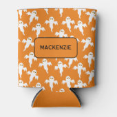 Ghost Halloween Gepersonaliseerd Sinaasappel en Wi Blikjeskoeler (Voorkant)