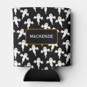 Ghost Halloween gepersonaliseerd zwart en wit Blikjeskoeler (Achterkant)