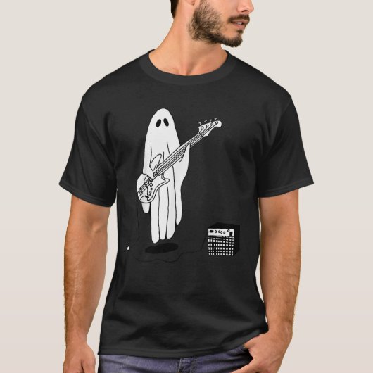 Ghost Halloween Grappig Spelen Gitaar Liefhebber H T-shirt (Voorkant)