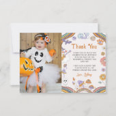 Ghost Halloween Groovy Verjaardag Foto Bedankkaart (Voorkant)