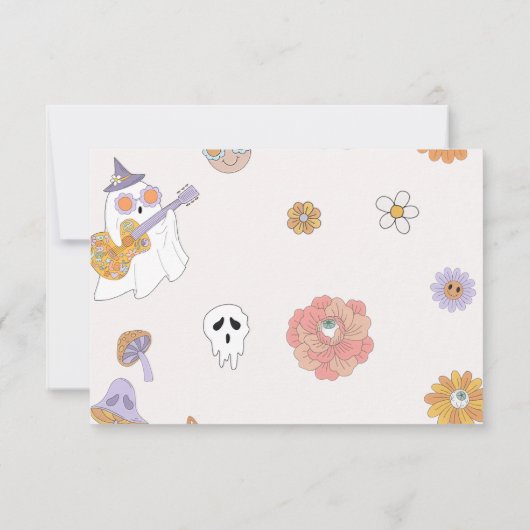 Ghost Halloween Groovy Verjaardag Foto Bedankkaart (Achterkant)