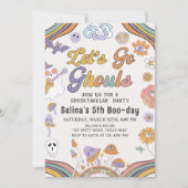 Ghost Halloween Groovy Verjaardag Let's Go Ghouls Kaart (Voorkant)