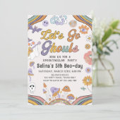 Ghost Halloween Groovy Verjaardag Let's Go Ghouls Kaart (Staand voorkant)