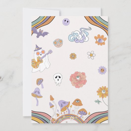 Ghost Halloween Groovy Verjaardag Let's Go Ghouls Kaart (Achterkant)